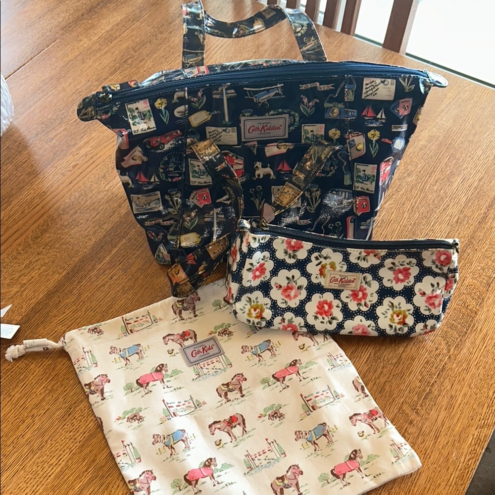 Cath Kidston Blue and Cream Tote Collection